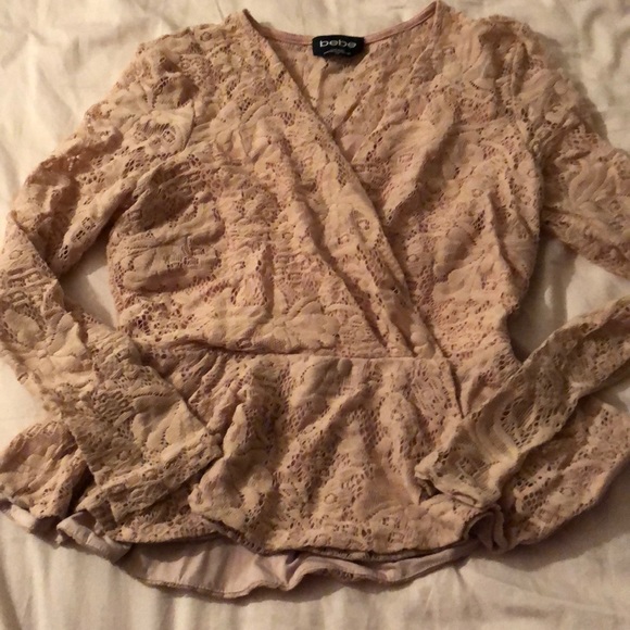bebe Tops - Bebe wrap lace top blush s pink